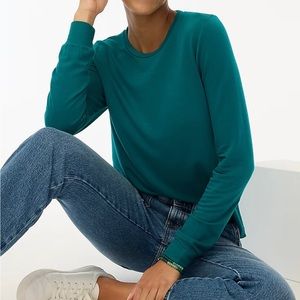 J. Crew Long Sleeve Pullover Crew neck T-shirt Turquoise | Women's XS